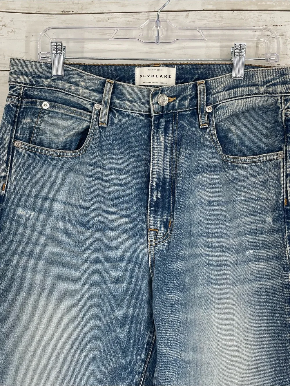 SLVRLAKE Grace Wide Leg Jeans in Last Goodbye Size 31 Raw Hem Denim